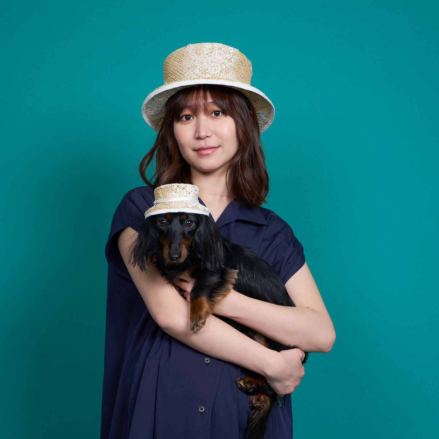 ラフィアレースカンカン帽(WITH DOG)