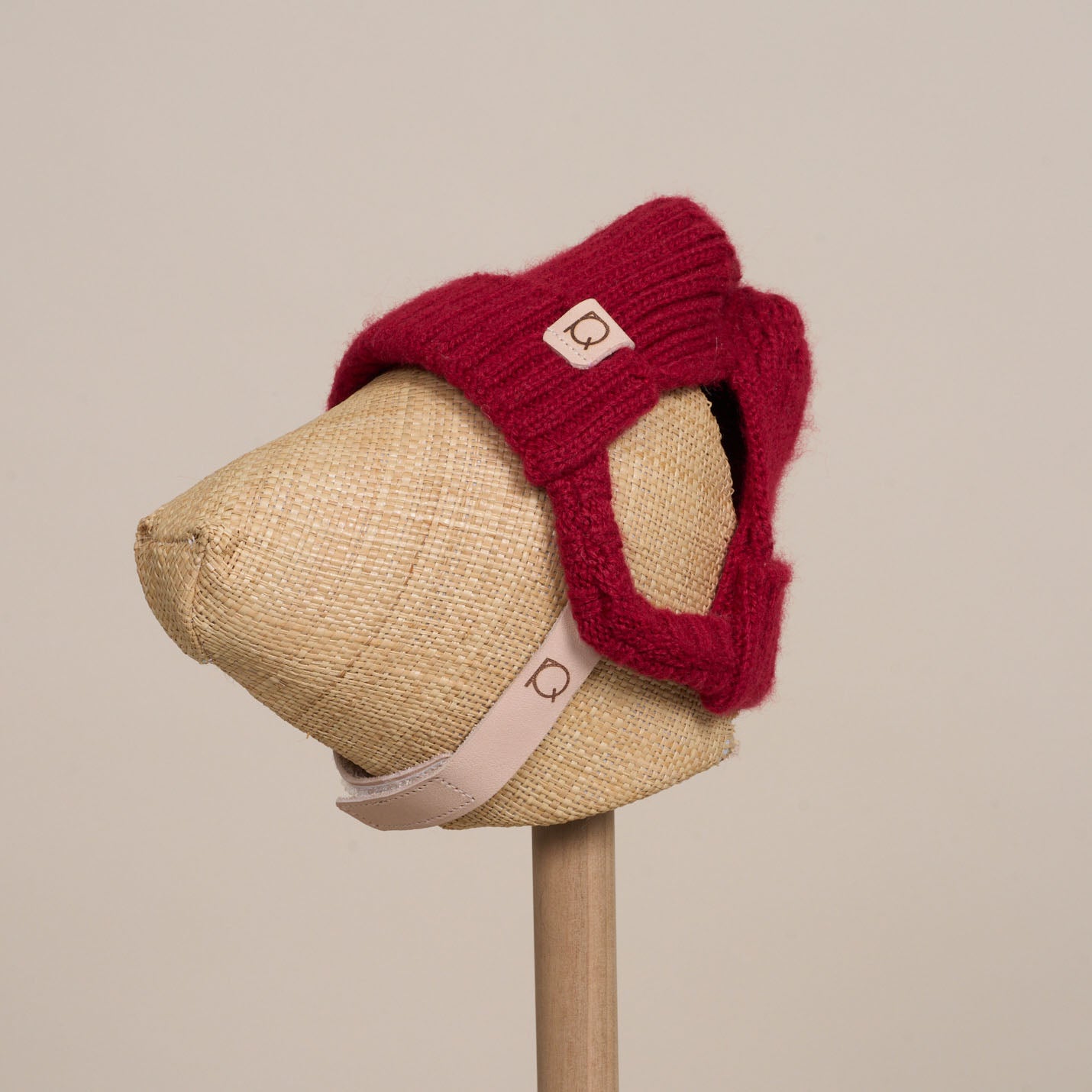 ウール混ニットキャップ帽(FOR DOG)S/Mサイズ