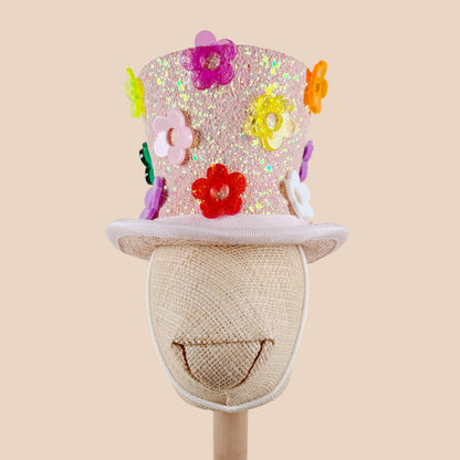 ポップ フラワーシルクハット　グリッターピンク（FOR DOG）