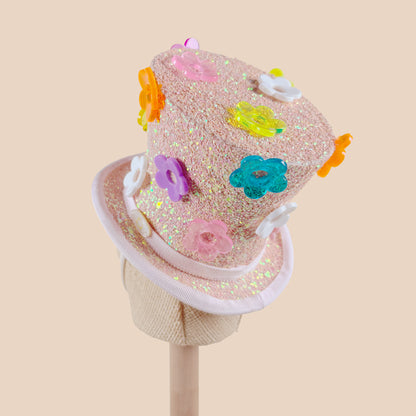 ポップ フラワーシルクハット　グリッターピンク（FOR DOG）
