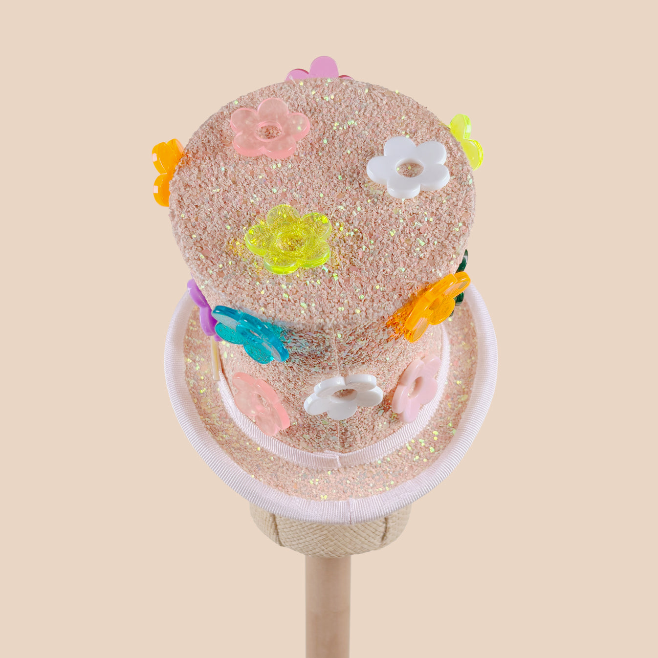 ポップ フラワーシルクハット　グリッターピンク（FOR DOG）