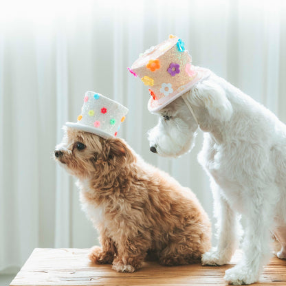 ポップフラワーシルクハット グリッターホワイト（FOR DOG）